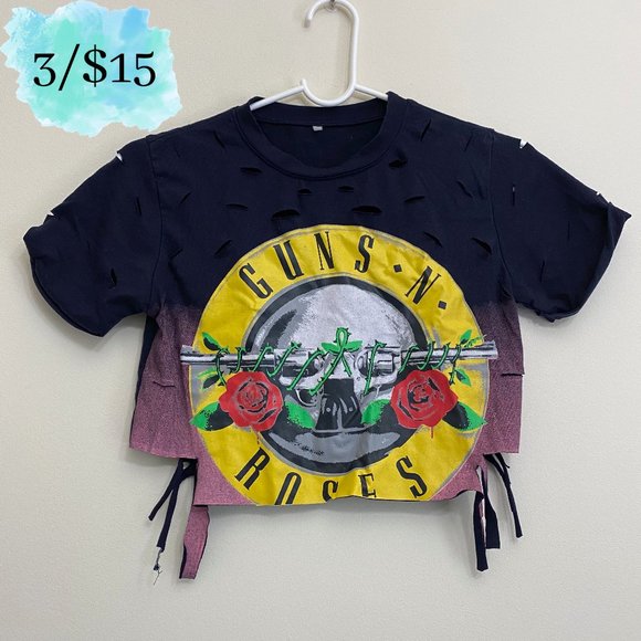 SHEIN Tops - Distressed Guns N’ Roses Crop Top
